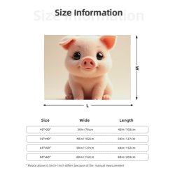 280g 片面プリント 可愛いブタのフランネルブランケット