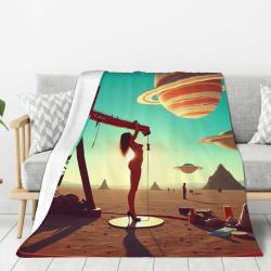 Manta de franela vertical de 280g con estampado en una sola cara de ciencia ficción
