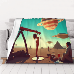 Coperta in flanella da 280g stampata su un lato (motivo fantascienza)