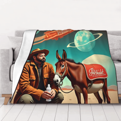 280g horizontale Flanell-Decke mit Cowboy und Esel Muster