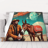 Coperta in flanella orizzontale 280g con motivo cowboy e asino