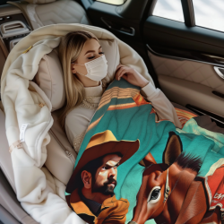 280g horizontale Flanell-Decke mit Cowboy und Esel Muster