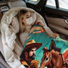 Coperta in flanella orizzontale 280g con motivo cowboy e asino