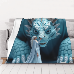 Coperta in flanella orizzontale 280g: Drago fantastico e motivo umano