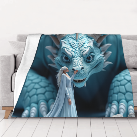 Coperta in flanella orizzontale 280g: Drago fantastico e motivo umano