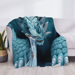Coperta in flanella orizzontale 280g: Drago fantastico e motivo umano
