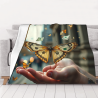 Couverture en flanelle horizontale 280g (Motif papillons et pièces)