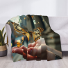 Couverture en flanelle horizontale 280g (Motif papillons et pièces)