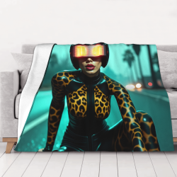 Coperta in flanella orizzontale 280g: Stampa ragazza sci-fi