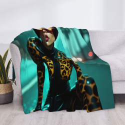 Manta de franela horizontal de 280g: Estampado de chica de ciencia ficción