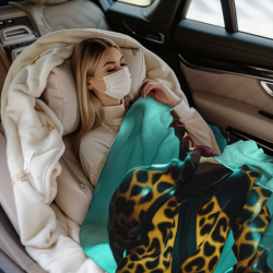 Coperta in flanella orizzontale 280g: Stampa ragazza sci-fi