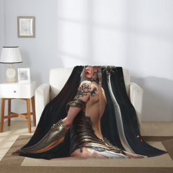스타일리시한 미녀 패턴이 있는 280g 세로형 플란넬 담요