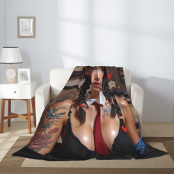 Coperta in Pile Verticale da 280g con Motivo di Ragazza Sexy