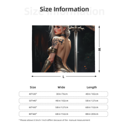 280g horizontale Flanell-Decke mit sexy Kriegerin-Druck