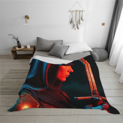 280g Horizontal Flannel Blanket with Female Knight Pattern