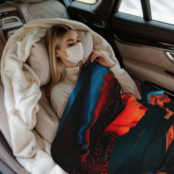 280g Horizontal Flannel Blanket with Female Knight Pattern