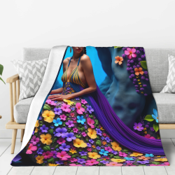 Coperta in flanella verticale 280g con stampa floreale