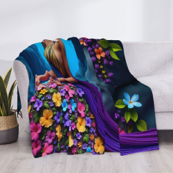 280g Blumenmuster horizontale Flanell-Decke, bequem und warm