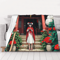 280g 横型アニメ少女プリントフランネルブランケット、快適で暖かい