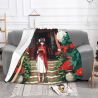 Coperta in flanella orizzontale da 280g con stampa di ragazza anime, comoda e calda