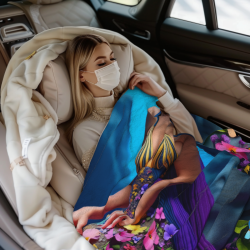 Manta de franela horizontal de 280g con estampado floral, cómoda y cálida