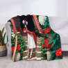 Coperta in flanella orizzontale da 280g con stampa di ragazza anime, comoda e calda