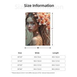 Coperta in flanella verticale 280g con motivo fiore-ragazza