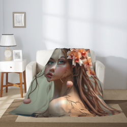 Coperta in flanella verticale 280g con motivo fiore-ragazza