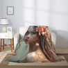 Couverture en flanelle verticale 280g avec motif fleur-fille
