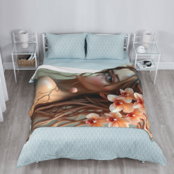 Coperta in flanella verticale 280g con motivo fiore-ragazza