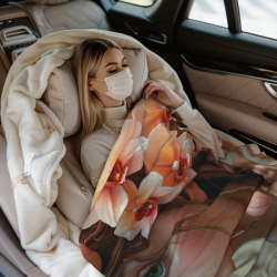 花 - 少女パターンの280g縦型フランネルブランケット