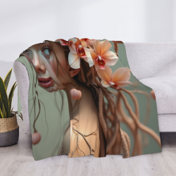 280g horizontale Flanell-Decke mit Traummädchen- und Blumenmuster