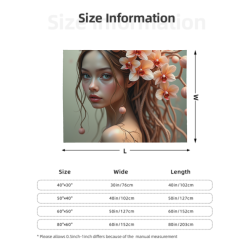 Manta de franela horizontal de 280g con diseño de chica soñadora y flores
