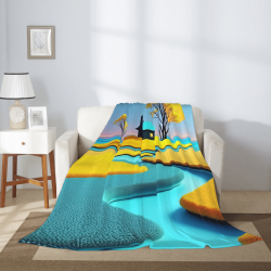 280g Vertikale Einseitig Bedruckte Flanell-Decke mit Landschaftsmuster