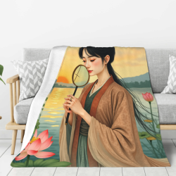 Coperta in flanella stile verticale 280g con stampa di bellezza antica cinese