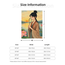280g Vertical - style Chinese Ancient - style Beauty Printed Flannel Blanket