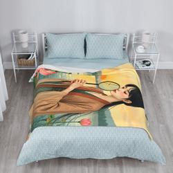 280g Vertical - style Chinese Ancient - style Beauty Printed Flannel Blanket