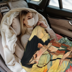 280g Vertical - style Chinese Ancient - style Beauty Printed Flannel Blanket