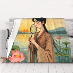 Coperta in flanella orizzontale 280g con stampa bellezza stile antico