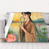 280g Horizontal Flannel Blanket with Ancient - style Beauty Print