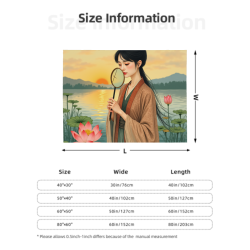 280g Horizontal Flannel Blanket with Ancient - style Beauty Print