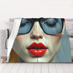 Manta de franela horizontal de 280g (Estampado de mujer moderna)