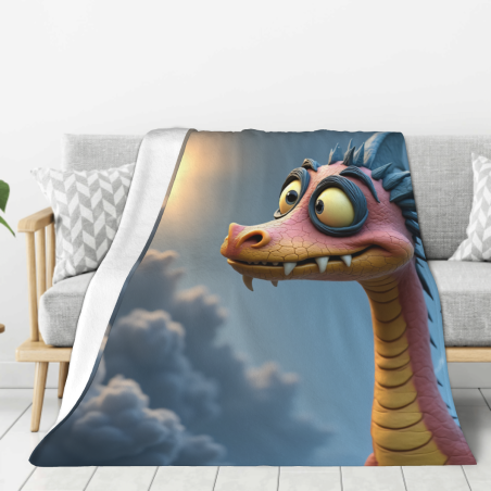 Coperta in flanella verticale 280g con stampa di drago cartoon carino