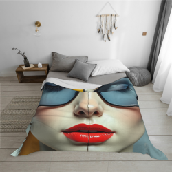 Manta de franela horizontal de 280g (Estampado de mujer moderna)