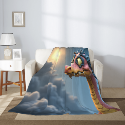 Coperta in flanella verticale 280g con stampa di drago cartoon carino