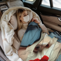 بطانية فلانيل أفقية 280 جرام (بتصميم طباعة امرأة عصرية)