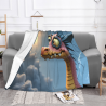 Manta de franela horizontal de 280g con adorable estampado de dragón de dibujos animados