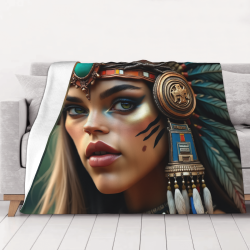 Manta de franela horizontal de 280g con estampado de belleza india
