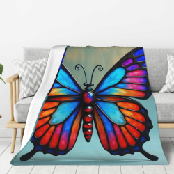 Couverture en flanelle verticale 280g avec motif papillon magnifique