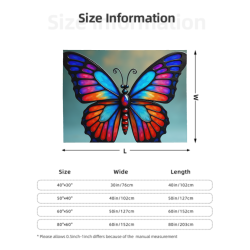 Manta de franela horizontal de 280g con impresión de mariposa espectacular